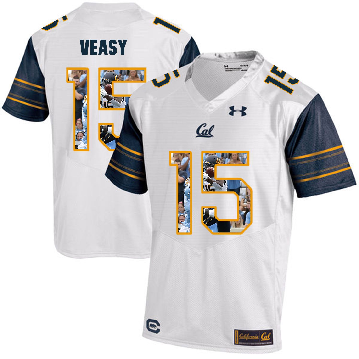 Men California Golden Bears #15 Jordan Veasy White Customized NCAA Jerseys